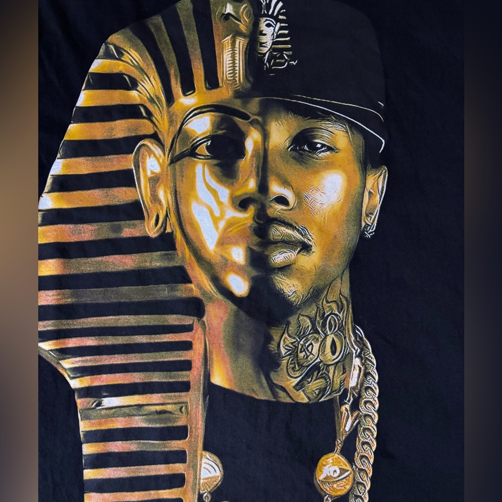 Last Kings Gold Pharaoh Graphic T-Shirt Black Streetwear - Picture 3 of 6